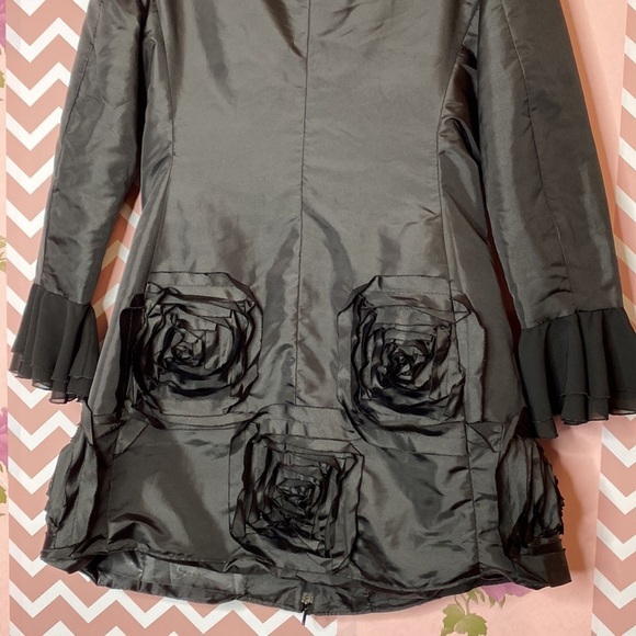 🌷 Samuel Dong  🌷 Ruffle Flower Flare Dress Jacket - Picture 7 of 9